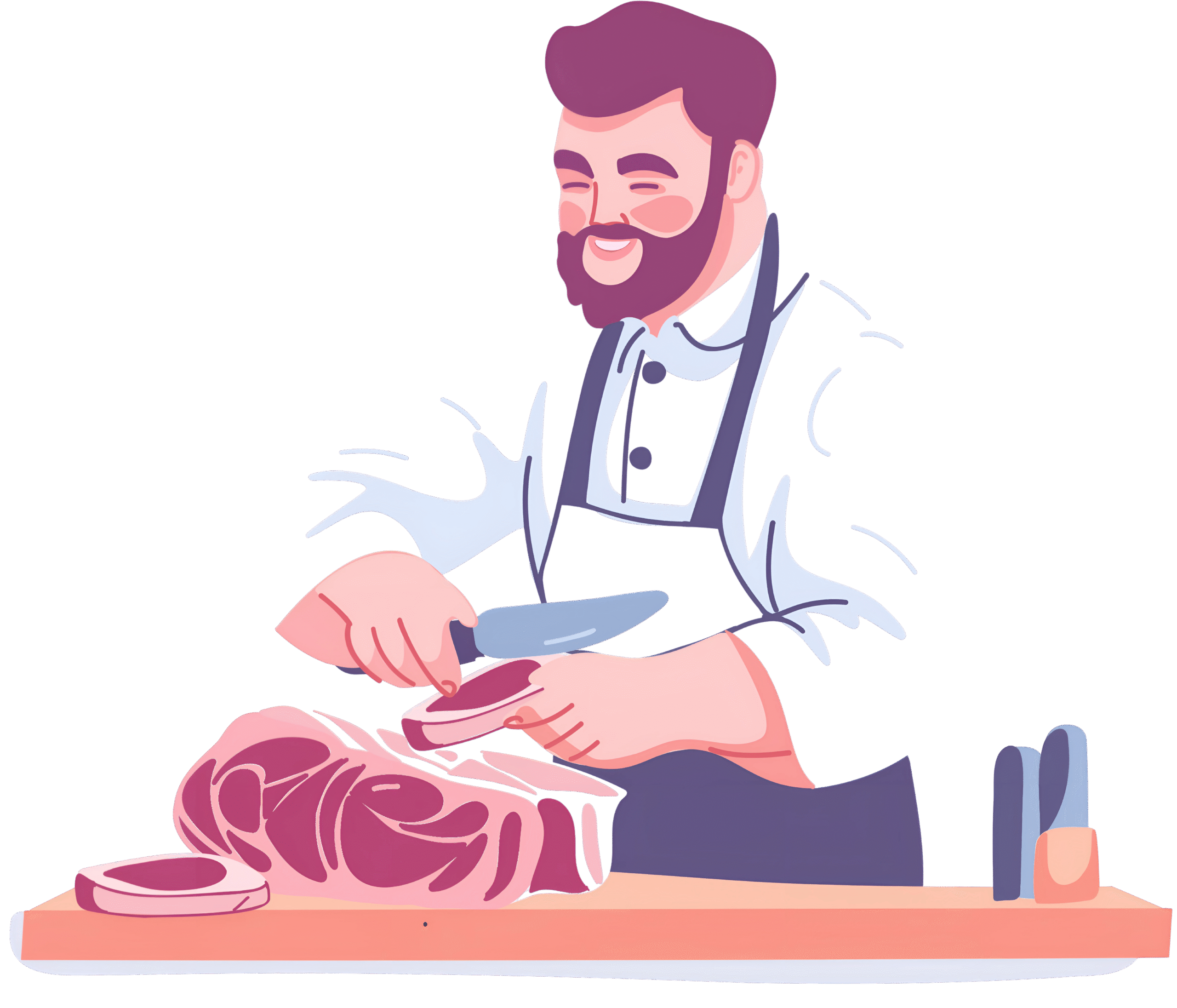 butcher cutting meat